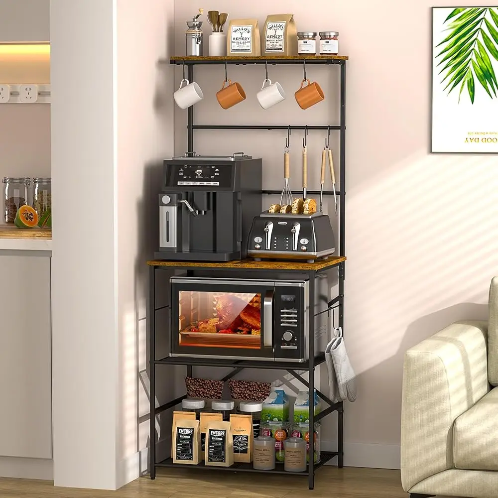 4-Tier Farmhouse Coffee Bar Shelf - Stand With 8 S-Shaped Hooks, Large Space Coffee Station Table For Kitchen & Living Room -
4-Tier Farmhouse Coffee Bar Shelf - Stand With 8 S-Shaped Hooks, Large Space Coffee Station Table For Kitchen & Living Room -