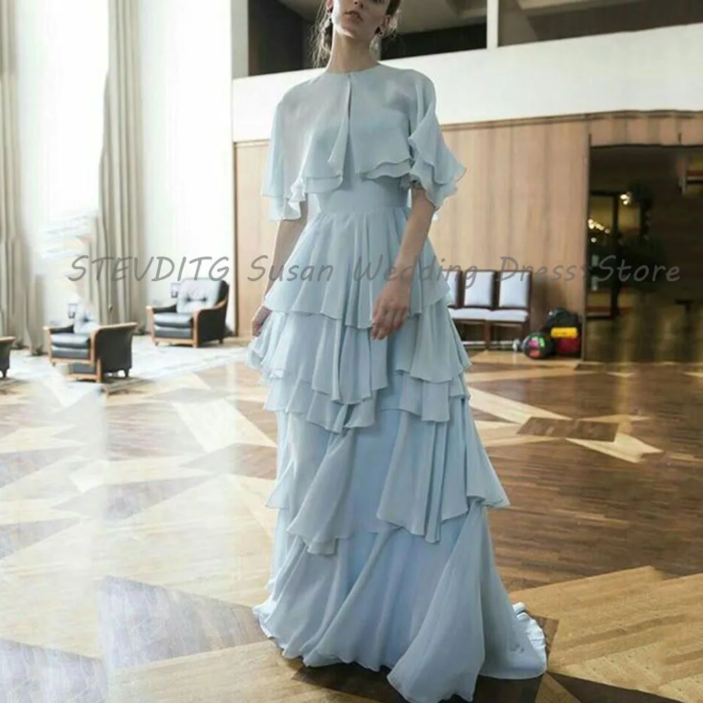 Elegant Baby Blue Evening Dresses Women Floor Length High Quality Half Sleeves Banquet Prom Party Feamle Gowns Classic Tiered
Elegant Baby Blue Evening Dresses Women Floor Length High Quality Half Sleeves Banquet Prom Party Feamle Gowns Classic Tiered