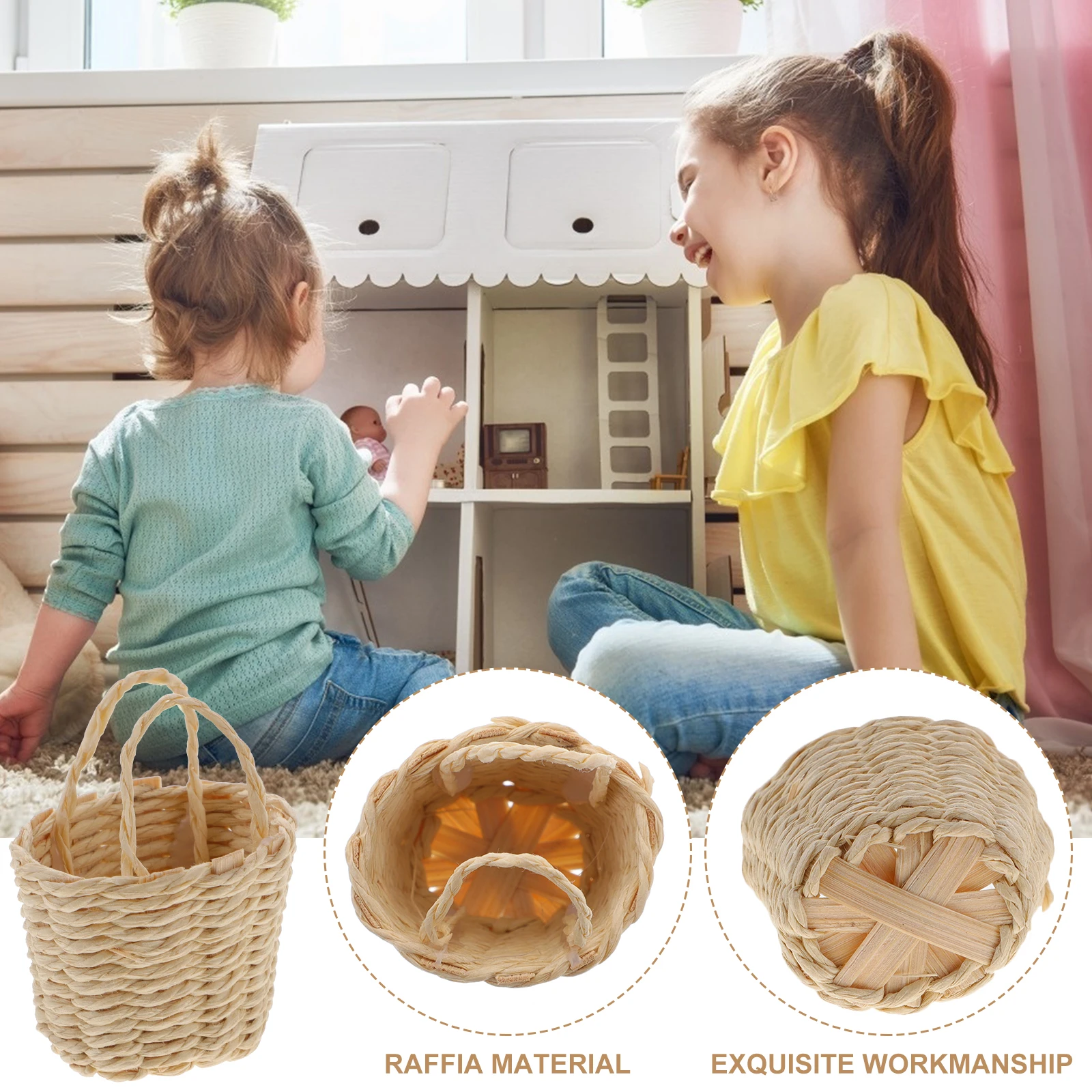2Pcs Mini Woven Basket With Handle Beautiful Miniature Basket Creative Flower Basket For Table Decor
2Pcs Mini Woven Basket With Handle Beautiful Miniature Basket Creative Flower Basket For Table Decor