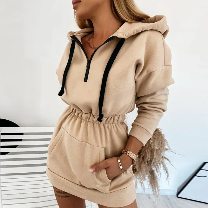 Sexy Long Sleeve Party Hoodie Dresses Women Autumn Winter Front Drawstring Sweatshirt Dresses Casual Long Sleeve Dress Vestidos
Sexy Long Sleeve Party Hoodie Dresses Women Autumn Winter Front Drawstring Sweatshirt Dresses Casual Long Sleeve Dress Vestidos