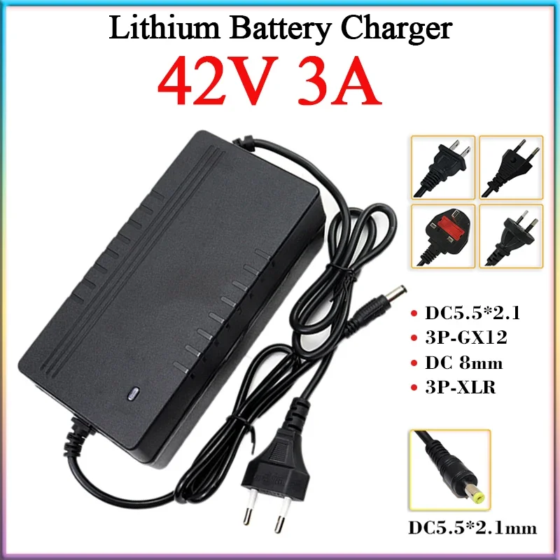 42V 3A Lithium Battery Charger 110-220V For 10S 36V 10A 20A 30A M365 Electric Scooter Charging Connector DC/XLR/RCA/GX16 EU Plug
42V 3A Lithium Battery Charger 110-220V For 10S 36V 10A 20A 30A M365 Electric Scooter Charging Connector DC/XLR/RCA/GX16 EU Plug