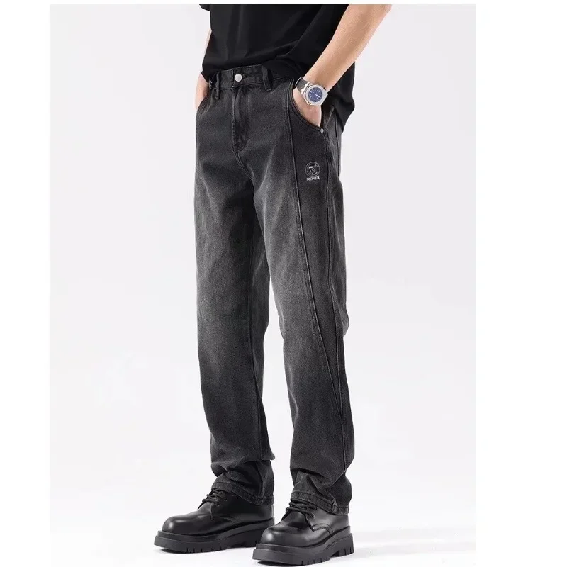 Pop Four Seasons New Fashion Men's Casual Trendy Washed Vintage Straight Jeans Pants Loose Wide Leg Denim Trousers Male Streetwe
Pop Four Seasons New Fashion Men's Casual Trendy Washed Vintage Straight Jeans Pants Loose Wide Leg Denim Trousers Male Streetwe