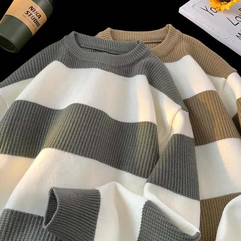 Retro Striped round Ne Knitwear Men's Loose Casual Lazy Sle Autumn Winter Youth Leisure Pullover Sweater Jaet
Retro Striped round Ne Knitwear Men's Loose Casual Lazy Sle Autumn Winter Youth Leisure Pullover Sweater Jaet