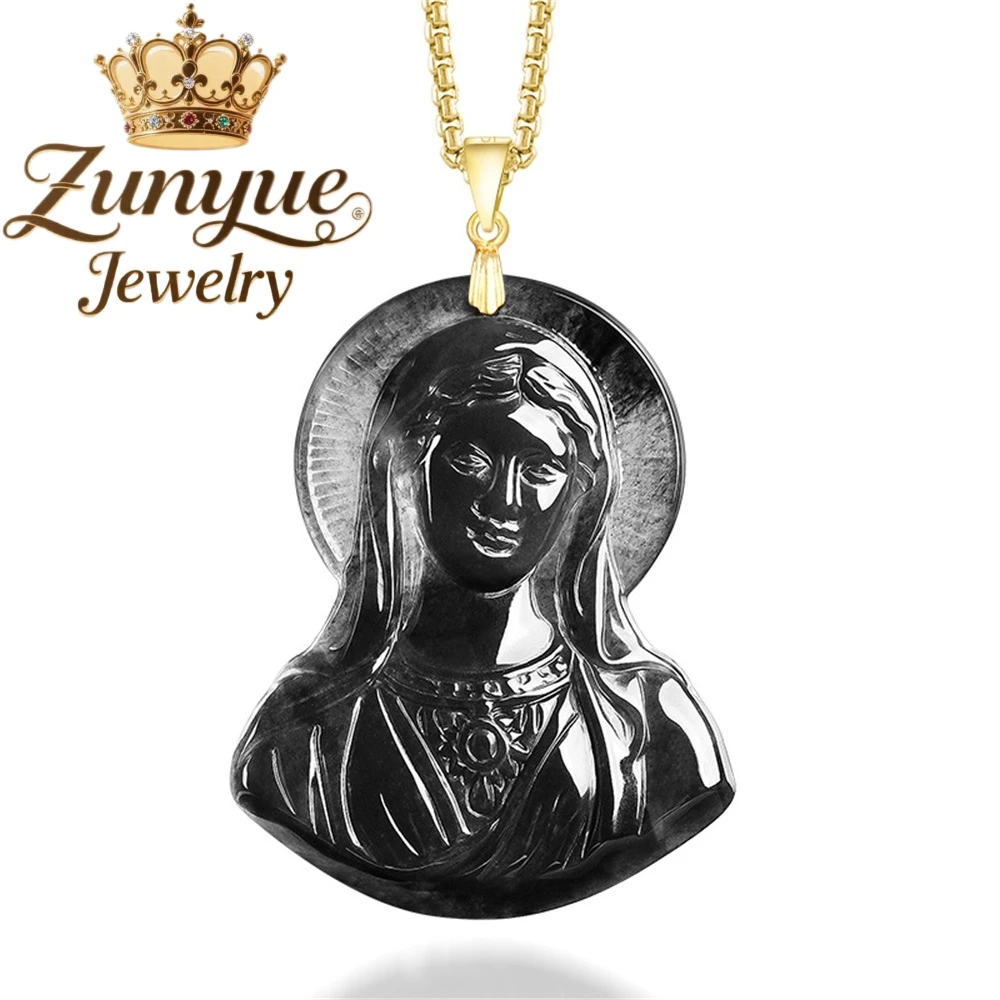 S925 Silver Setting With Natural Myanmar Genuine Ice-Grade Black Jadeite Maria Pendant Luxury Quality Fashion Fine Jewelry Gift
S925 Silver Setting With Natural Myanmar Genuine Ice-Grade Black Jadeite Maria Pendant Luxury Quality Fashion Fine Jewelry Gift