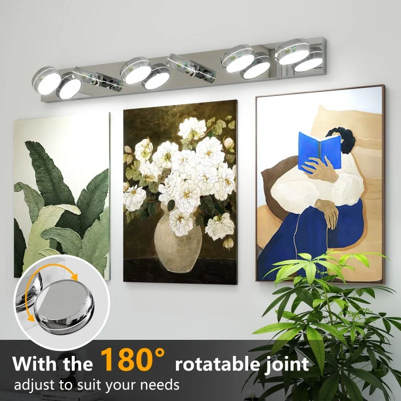 43" 6-Light Chrome Vanity Light, 180° Adjustable LED Mirror Lamp, Waterproof Bathroom Wall Fixture for Makeup & Shaving, Anti-rust for Large Sink Area
43" 6-Light Chrome Vanity Light, 180° Adjustable LED Mirror Lamp, Waterproof Bathroom Wall Fixture for Makeup & Shaving, Anti-rust for Large Sink Area