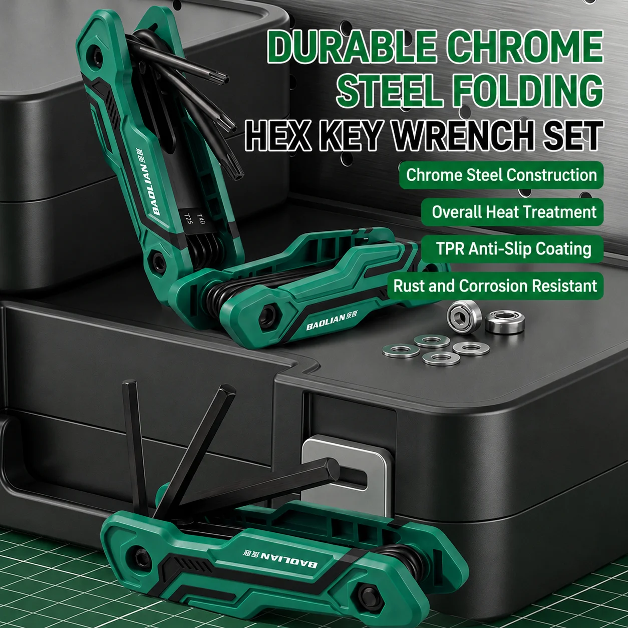 Folding Allen Wrench Set Metric SAE Hex Key Set Torx Key Tool Foldable Multi Function Repair Wrench Kit for Bicycle Motorcycle H
Folding Allen Wrench Set Metric SAE Hex Key Set Torx Key Tool Foldable Multi Function Repair Wrench Kit for Bicycle Motorcycle H