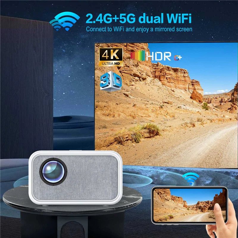 1080P Full HD 4K Android 350ANSI Lumen 2.4 +5G Dual Wifi Video Projector Smart Home Projector Cinema -EU Plug
1080P Full HD 4K Android 350ANSI Lumen 2.4 +5G Dual Wifi Video Projector Smart Home Projector Cinema -EU Plug