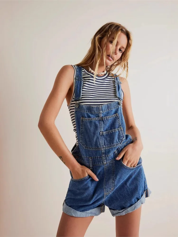 2026 Women's Fashion Denim Overalls Jumpsuit Solid Color Loose Commuting Multi-Pocket Turnover Casual Commuting Campus Jumpsuits
2026 Women's Fashion Denim Overalls Jumpsuit Solid Color Loose Commuting Multi-Pocket Turnover Casual Commuting Campus Jumpsuits