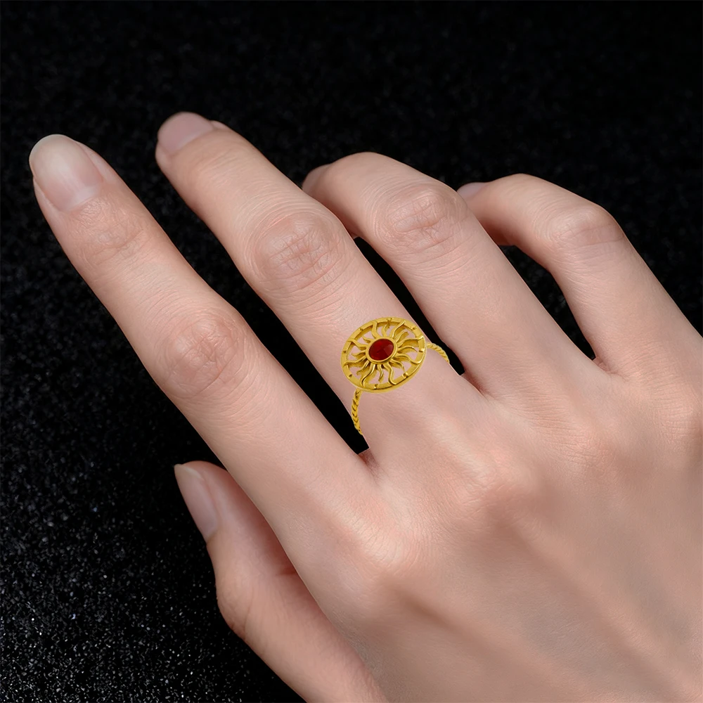 Fashionable dazzling zircon sunflower open ring, adjustable stainless steel 18K ring for women, the perfect gift for a friend
Fashionable dazzling zircon sunflower open ring, adjustable stainless steel 18K ring for women, the perfect gift for a friend