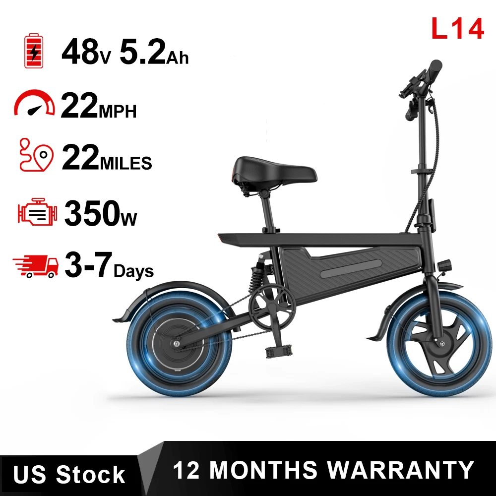 14'' Foldable Ebike 350W Brushless Motor 48V 9Ah Battery Electric Bicycle 22MPH Max Speed 28Miles Long Range for Adult
14'' Foldable Ebike 350W Brushless Motor 48V 9Ah Battery Electric Bicycle 22MPH Max Speed 28Miles Long Range for Adult