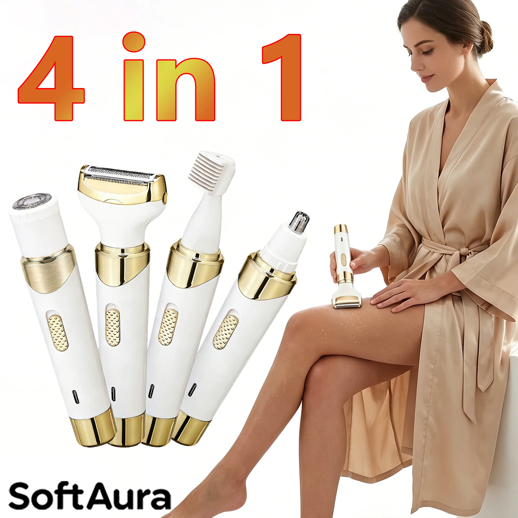 SoftAura 4 in 1 Electric Lady Shaver Painless Cordless Trimmer Razor for Bikini Facial Full Body Hair Removal Gifts for Women
SoftAura 4 in 1 Electric Lady Shaver Painless Cordless Trimmer Razor for Bikini Facial Full Body Hair Removal Gifts for Women