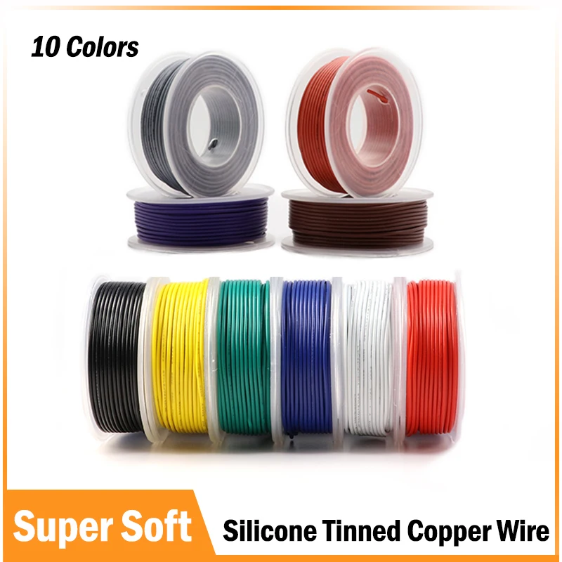 1 Roll Soft Copper Wire Heat Resistant Flexible Silicone 30/28/26/24/22/20/18/16AWG Electrical DIY Stranded Tinned Copper Cable
1 Roll Soft Copper Wire Heat Resistant Flexible Silicone 30/28/26/24/22/20/18/16AWG Electrical DIY Stranded Tinned Copper Cable