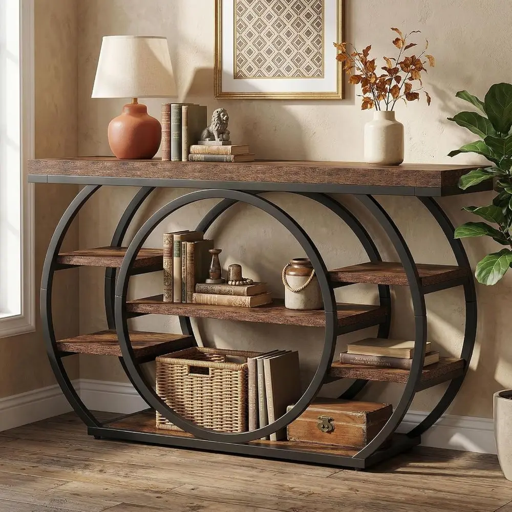 47” ole Table, Industrial 5-Tier Entryway Table with Metal e, Narrow ole Soa Table or Living Room, Hallway, Rustic Brown
47” ole Table, Industrial 5-Tier Entryway Table with Metal e, Narrow ole Soa Table or Living Room, Hallway, Rustic Brown