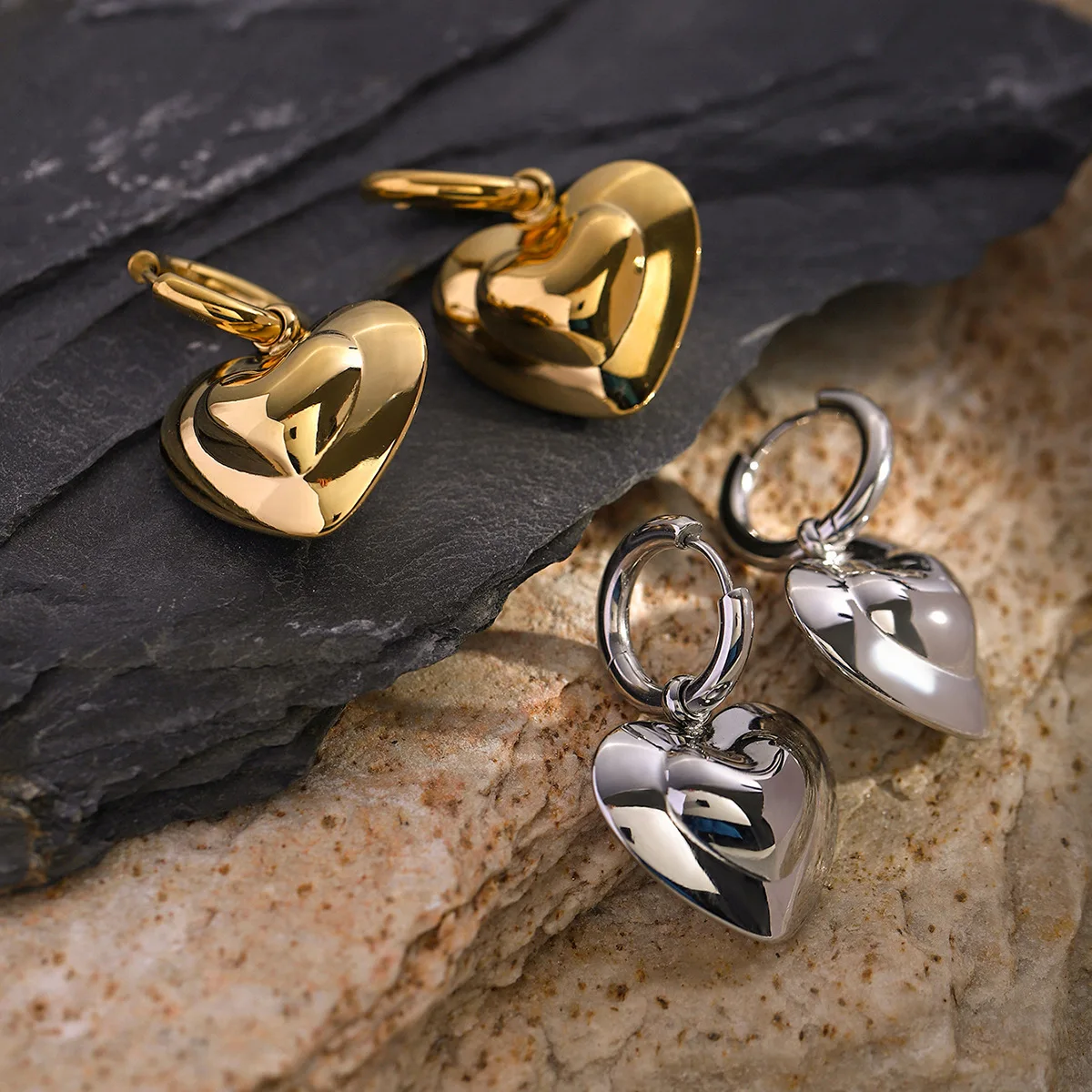 Stainless Steel PVD 18K Gold Plated Tarnish Heart Drop Earrings For Woman Jewelry Wholesale Summer Trendy
Stainless Steel PVD 18K Gold Plated Tarnish Heart Drop Earrings For Woman Jewelry Wholesale Summer Trendy