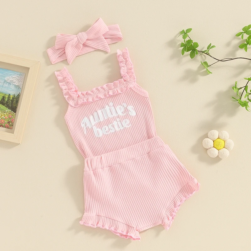 Newborn Baby Girl Summer Outfits Letter Print Frills Straps Sleeveless Rompers Elastic Waist Shorts Headband 3Pcs Clothes Sets
Newborn Baby Girl Summer Outfits Letter Print Frills Straps Sleeveless Rompers Elastic Waist Shorts Headband 3Pcs Clothes Sets