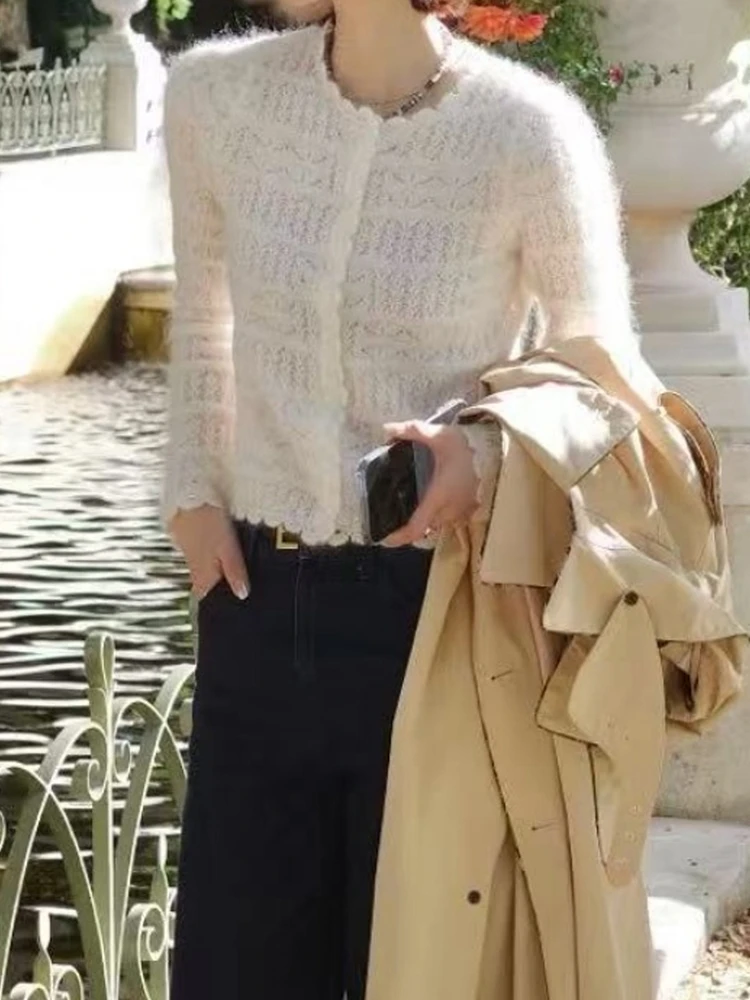 Мягкий вязаный кардиган из смесовой шерсти и камаре, винтажный белый узор, свитер с кружевной вязкой, нежный, длинный рукав, стандартный размер L...
Мягкий вязаный кардиган из смесовой шерсти и камаре, винтажный белый узор, свитер с кружевной вязкой, нежный, длинный рукав, стандартный размер L...