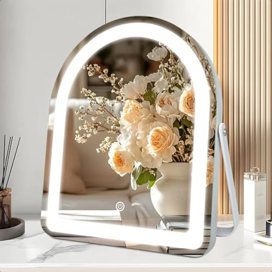 Vanity Mirror with Lights 12"x10" Lighted Makeup Mirror Touch Switch 3 Color Light Arched Mirror with Adjustable Brightness 360
Vanity Mirror with Lights 12"x10" Lighted Makeup Mirror Touch Switch 3 Color Light Arched Mirror with Adjustable Brightness 360