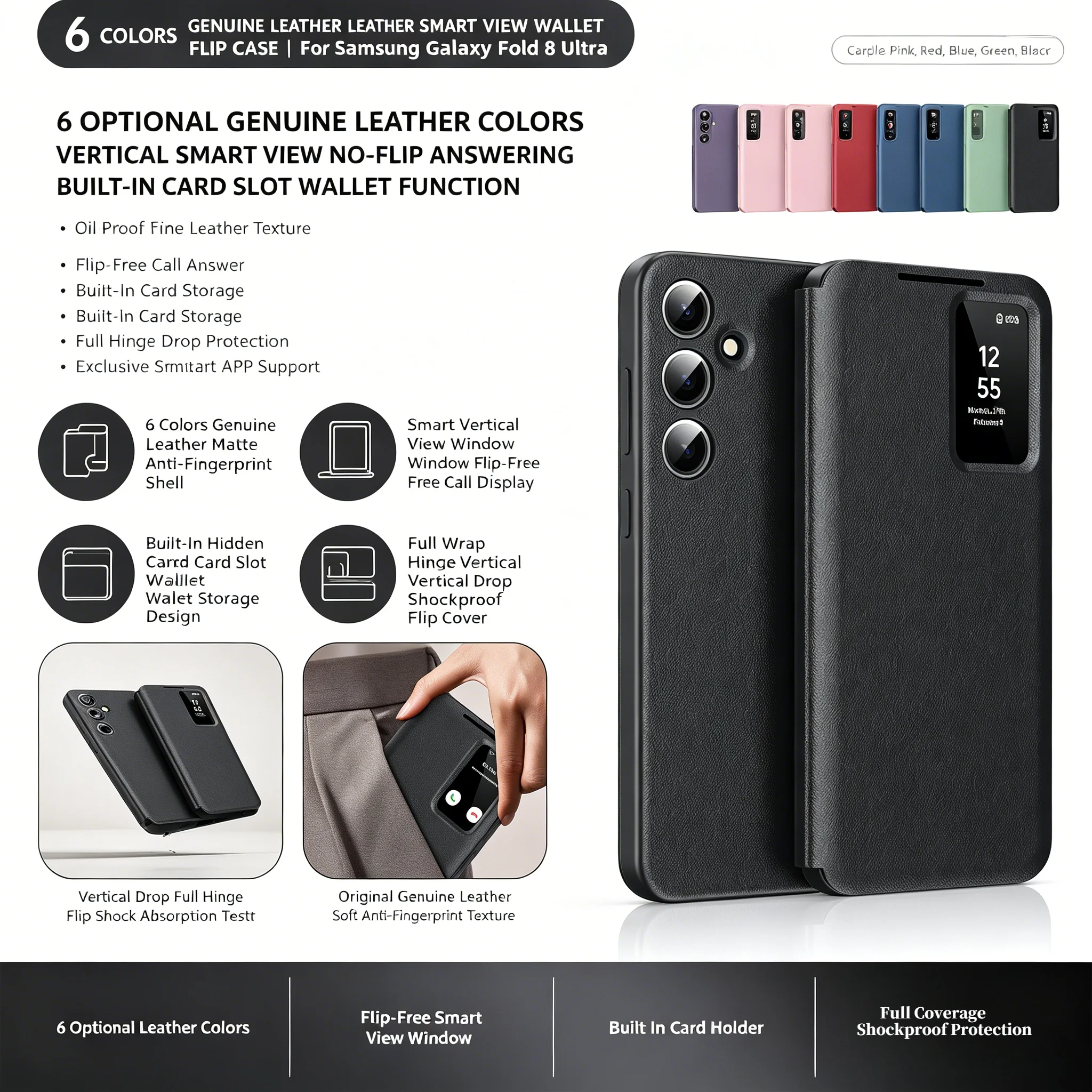 Original Leather Wallet Card Pocke Flip Case For Samsung Galaxy Z Fold 8 Ultra 7 6 5 4 Wake Up/Sleep Smart Display Window Cover
Original Leather Wallet Card Pocke Flip Case For Samsung Galaxy Z Fold 8 Ultra 7 6 5 4 Wake Up/Sleep Smart Display Window Cover