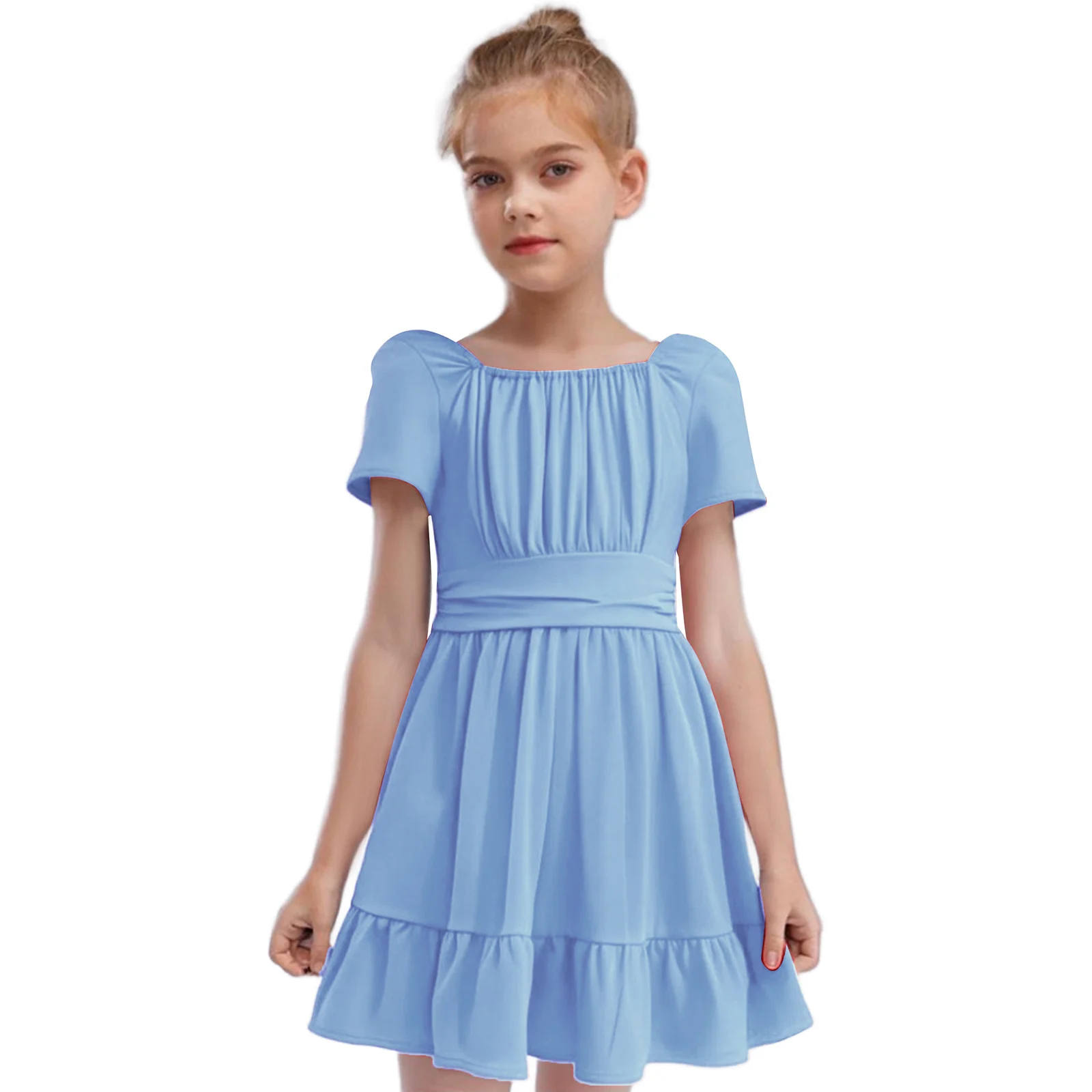 Kids Girls Dress Summer Short Sleeve Lace-up Back Ruched Ruffle Dresses for Elegant Wedding Birthday Party Dress Vacation Beach
Kids Girls Dress Summer Short Sleeve Lace-up Back Ruched Ruffle Dresses for Elegant Wedding Birthday Party Dress Vacation Beach