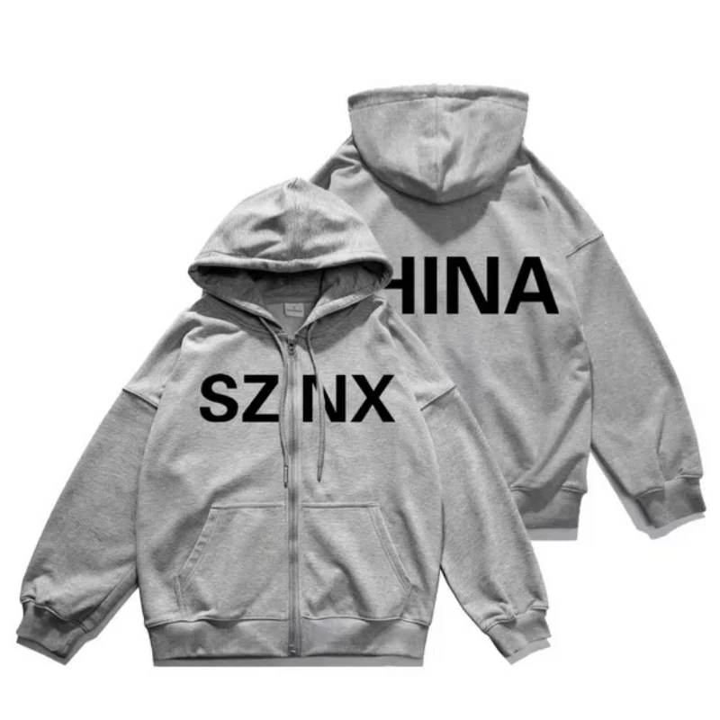 High Street Fashion Kanye Shanghai Merchandise SZNX Charcoal Gray One-Piece Cut Zipper Hoodie Outerwear
High Street Fashion Kanye Shanghai Merchandise SZNX Charcoal Gray One-Piece Cut Zipper Hoodie Outerwear