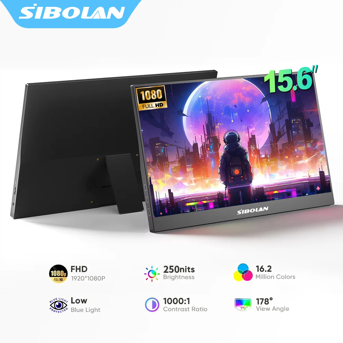 SIBOLAN 15.6-inch Portable Monitor 1080P FHD Built-in Speakers USB C HDMI Port For Laptop XBox PS4/ 5 Switch Phone PC
SIBOLAN 15.6-inch Portable Monitor 1080P FHD Built-in Speakers USB C HDMI Port For Laptop XBox PS4/ 5 Switch Phone PC