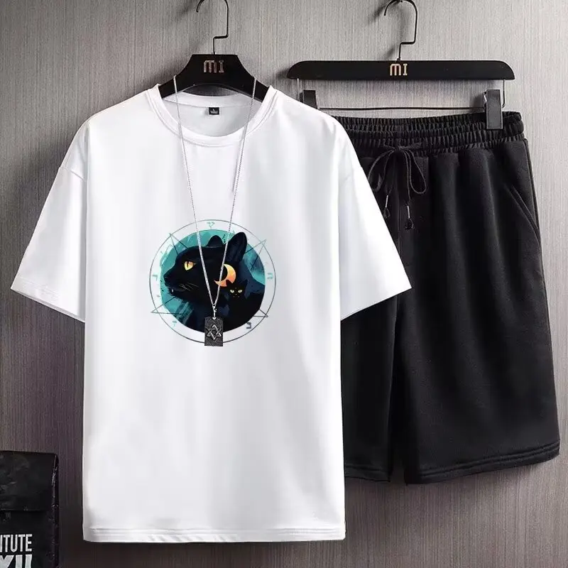 Летний комплект: футболка свободного кроя с принтом и спортивные шорты (пять четвертей длины) для молодежи, повседневная спортивная одежда
Летний комплект: футболка свободного кроя с принтом и спортивные шорты (пять четвертей длины) для молодежи, повседневная спортивная одежда