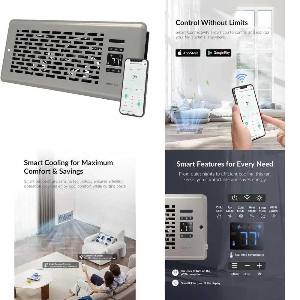 10 Inch Smart Register Vent with Remote and Dual Temperature Control, Satin Nickel
10 Inch Smart Register Vent with Remote and Dual Temperature Control, Satin Nickel