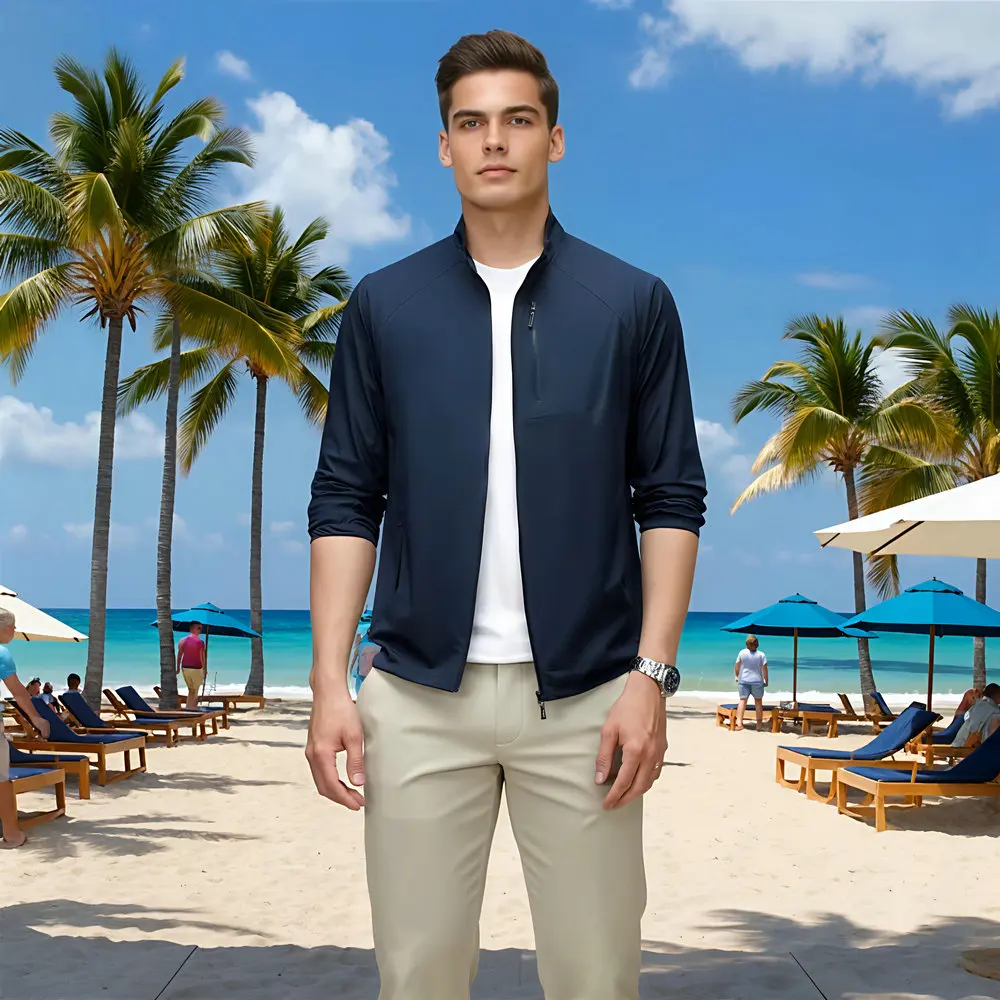 Summer Men Smart Casual Jackets Lightweight Breathable Quick-Dry Tech Fabric Coat Sun Protection Attire Gray Navy Blue Outerwear
Summer Men Smart Casual Jackets Lightweight Breathable Quick-Dry Tech Fabric Coat Sun Protection Attire Gray Navy Blue Outerwear