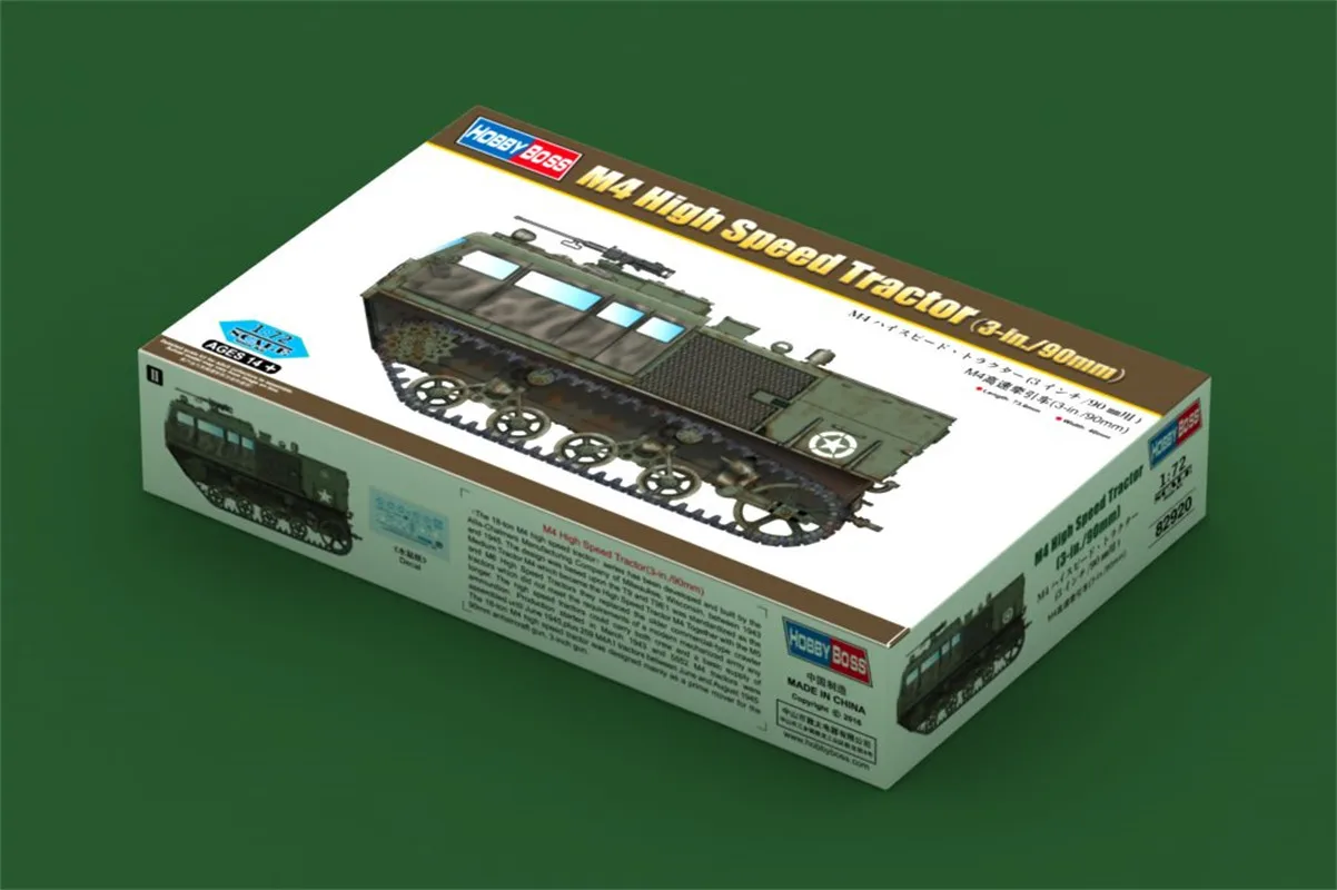 HobbyBoss 1/72 Scale M4 High Speed Tractor (3-in./90mm) Military Plastic Assembly Model #82920
HobbyBoss 1/72 Scale M4 High Speed Tractor (3-in./90mm) Military Plastic Assembly Model #82920