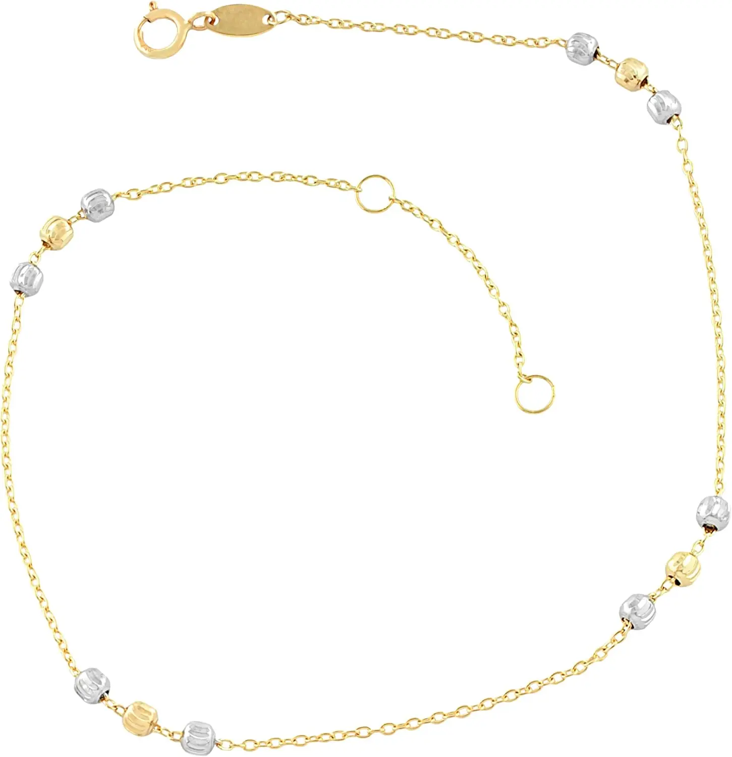 10k Two-tone Gold Bead Station Anklet (fits 9 or 10 inches)
10k Two-tone Gold Bead Station Anklet (fits 9 or 10 inches)