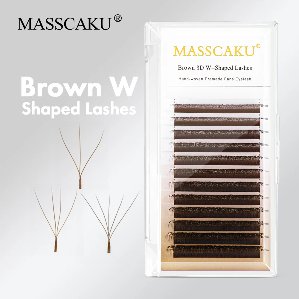 Custom Logo D Curl Brown 3D W-Shaped Eyelash Extensions Mixed Length Full Dense Fluffy Premade Fans Fake Eyelashes from MASSCAKU
Custom Logo D Curl Brown 3D W-Shaped Eyelash Extensions Mixed Length Full Dense Fluffy Premade Fans Fake Eyelashes from MASSCAKU