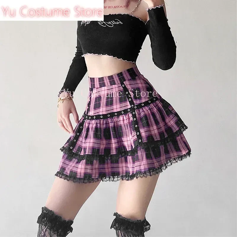 Yu Costume Mall Goth Gothic Lace Ruffle Mini Skirts Womens Harajuku Fairy Grunge Pink Plaid Pleated Skirt Lolita Streetwear
Yu Costume Mall Goth Gothic Lace Ruffle Mini Skirts Womens Harajuku Fairy Grunge Pink Plaid Pleated Skirt Lolita Streetwear