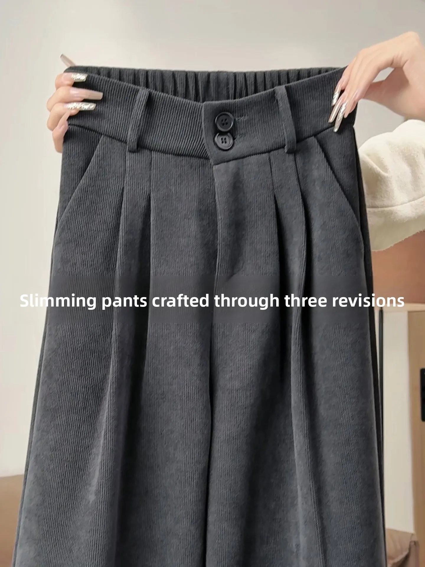 Gray Corduroy Women's Suit Pants 2025 New Autumn Winter Fleece Lined Drapey Straight Leg Small Size Wide Leg Pants
Gray Corduroy Women's Suit Pants 2025 New Autumn Winter Fleece Lined Drapey Straight Leg Small Size Wide Leg Pants
