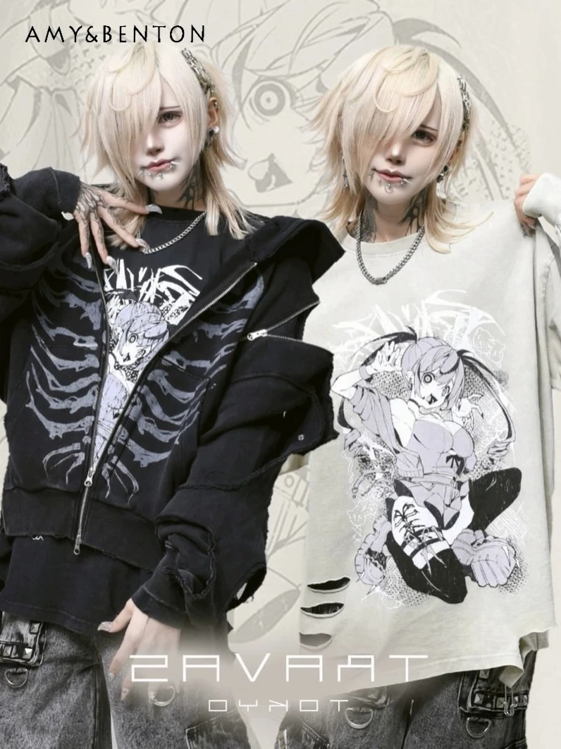 Subculture Anime Print Harajuku Style Distressed Oversized T Shirt Women Japanese Gothic Sweet Cool Girl Vintage Long Sleeve Top
Subculture Anime Print Harajuku Style Distressed Oversized T Shirt Women Japanese Gothic Sweet Cool Girl Vintage Long Sleeve Top