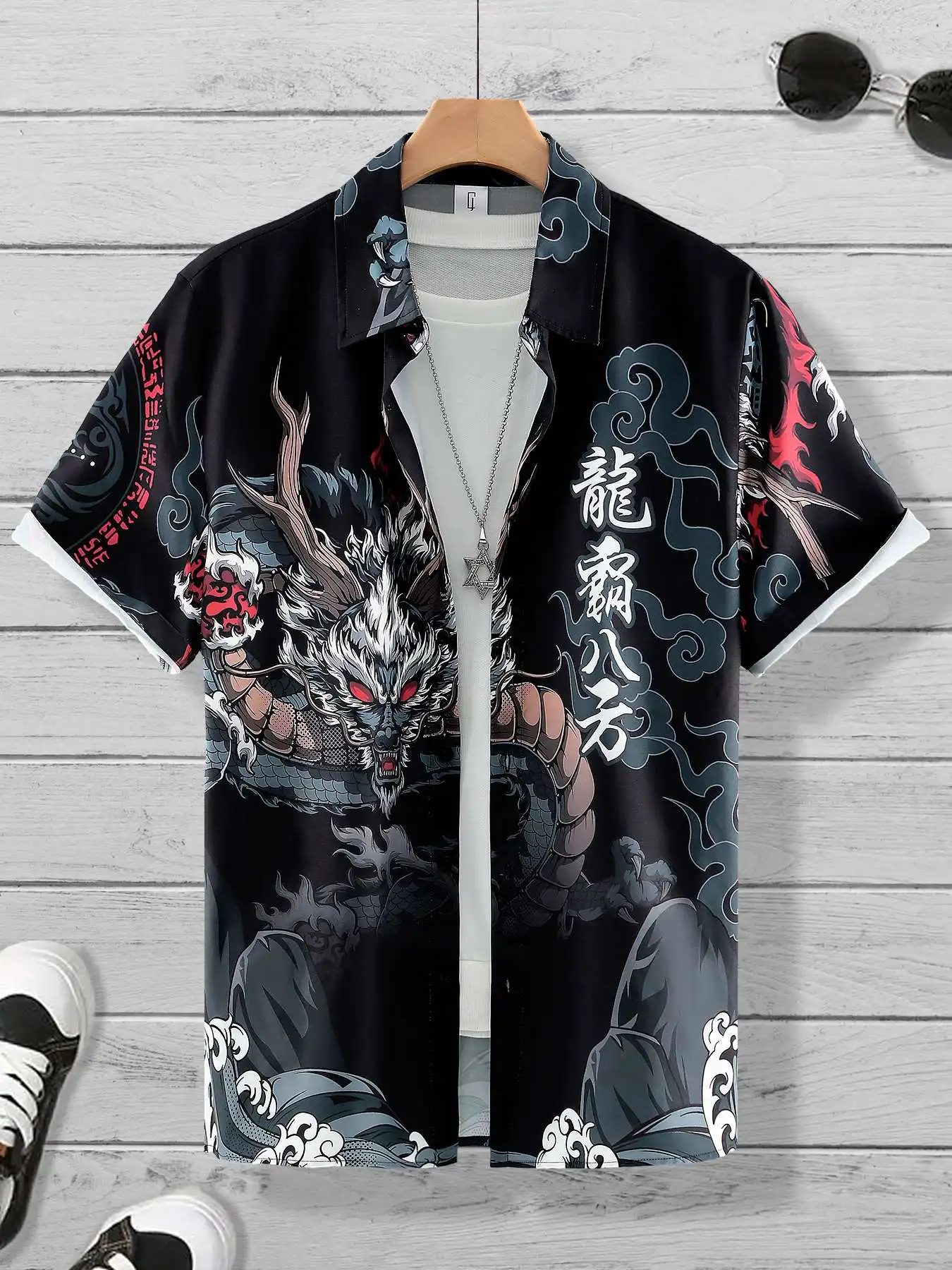 Men's Chinese Dragon Cloud Print Lapel Short Sleeve Shirt Summer Loose Trend Japanese Casual Top
Men's Chinese Dragon Cloud Print Lapel Short Sleeve Shirt Summer Loose Trend Japanese Casual Top