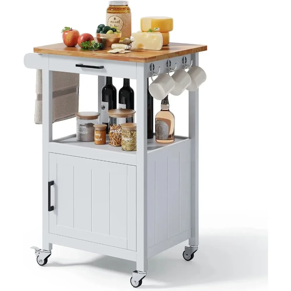 Microwave Stand, Kitchen Island Cart with Cabinet, Microwave Cart with Storage Drawer, Towel Rack, Hooks, White
Microwave Stand, Kitchen Island Cart with Cabinet, Microwave Cart with Storage Drawer, Towel Rack, Hooks, White