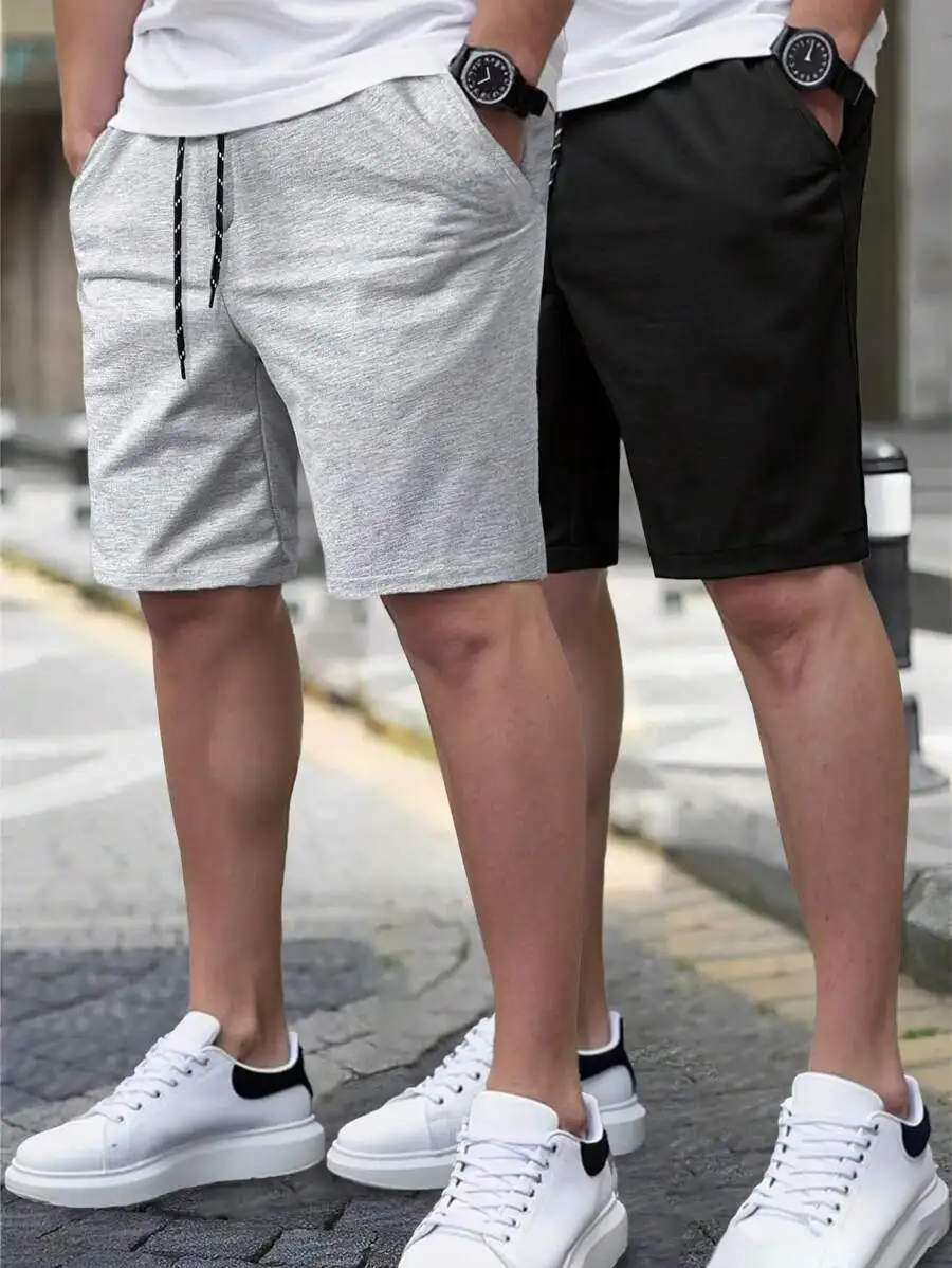 Mens Casual Loose Elastic Waist Shorts Two Pack Black And Grey For Daily Outdoor Sports
Mens Casual Loose Elastic Waist Shorts Two Pack Black And Grey For Daily Outdoor Sports