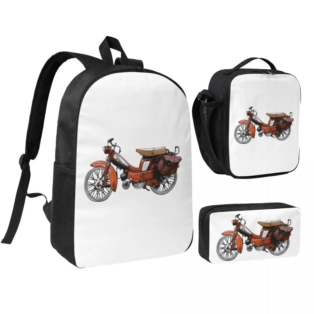 Vintage French Motobecane Moped Backpack Student BookBag School Bag Shoulder Bags 3ps Insulated Lunch Bag Pencil Case
Vintage French Motobecane Moped Backpack Student BookBag School Bag Shoulder Bags 3ps Insulated Lunch Bag Pencil Case