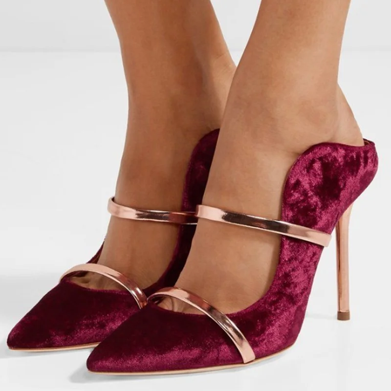 Fashion Pink Satin Mules Gold Silver Strap Pointed Toe Stiletto High Heels Pumps Black Green Suede Cloth Slip On Outside Shoes
Fashion Pink Satin Mules Gold Silver Strap Pointed Toe Stiletto High Heels Pumps Black Green Suede Cloth Slip On Outside Shoes