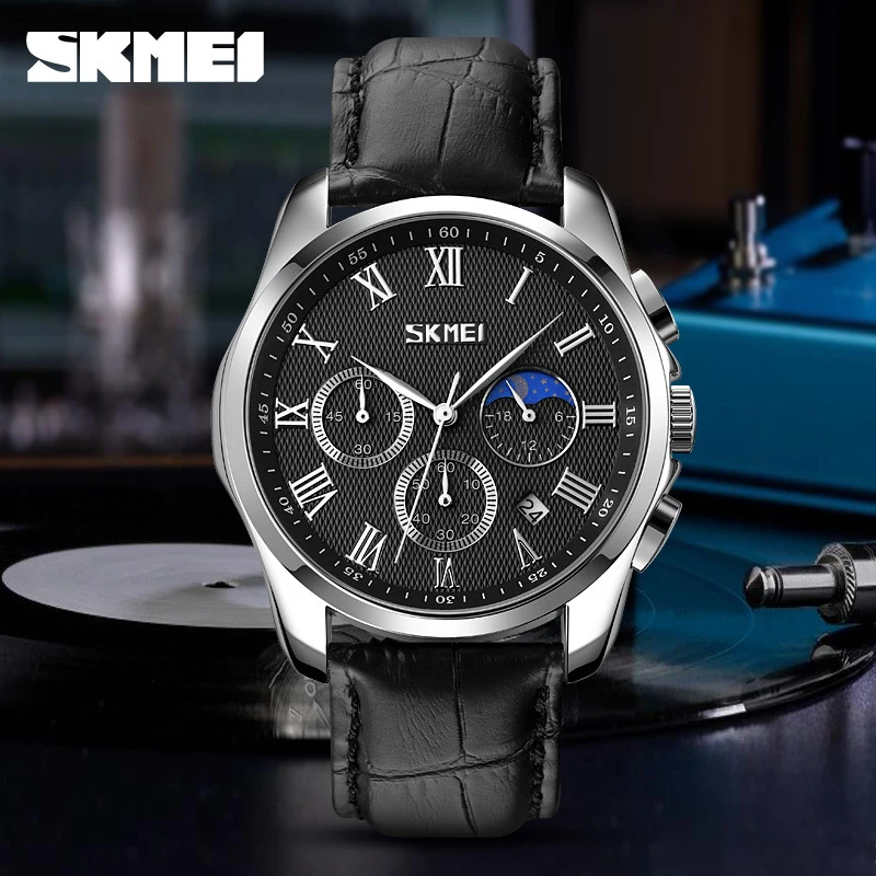 SKMEI Fashion Business Men's Quartz Watch 9260 Multi-Function Date Moon Phase Genuine Leather Classic Waterproof Watch
SKMEI Fashion Business Men's Quartz Watch 9260 Multi-Function Date Moon Phase Genuine Leather Classic Waterproof Watch