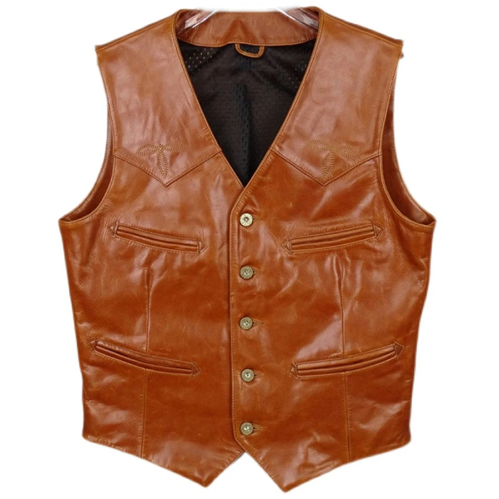 Summer Spring Mens Blazer Vest Coat Cow Leather American Vintage Genuine Leather Waistcoat Men Sleeveless Jacket 5XL Plus Size
Summer Spring Mens Blazer Vest Coat Cow Leather American Vintage Genuine Leather Waistcoat Men Sleeveless Jacket 5XL Plus Size