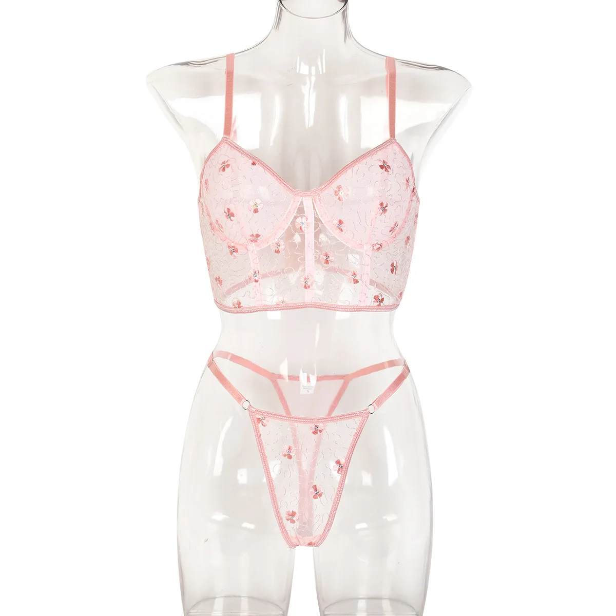 2-piece Embroidered See Through Fabric Ultra-thin See Through Sexy Lingerie Set with Steel Ring Top and Thong Women's Underwear
2-piece Embroidered See Through Fabric Ultra-thin See Through Sexy Lingerie Set with Steel Ring Top and Thong Women's Underwear