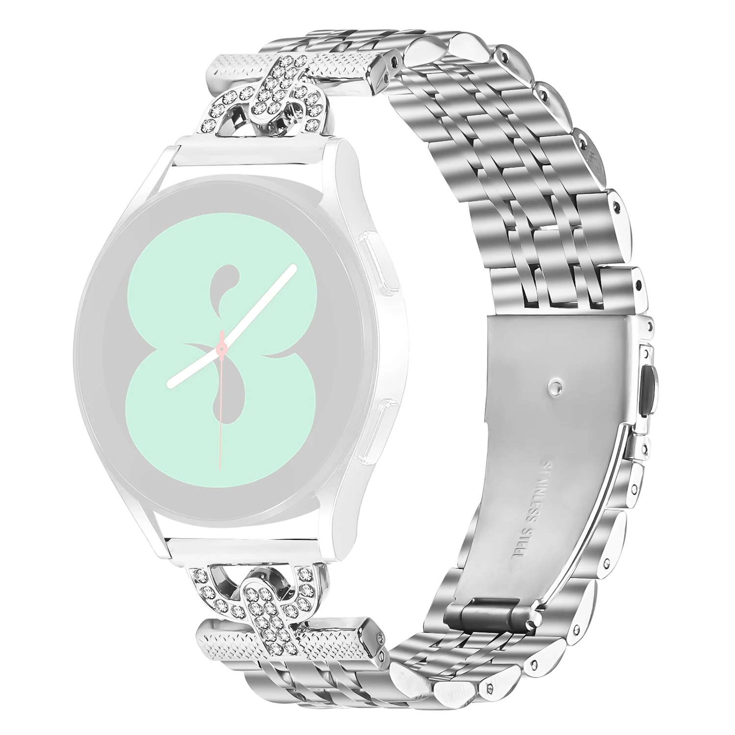 Ремешок для часов Withings Steel / Misfit Vapor / TicWatch 2, 7 бусин D-образной формы, декор со стразами, серебряный ремешок из нержавеющей стали
Ремешок для часов Withings Steel / Misfit Vapor / TicWatch 2, 7 бусин D-образной формы, декор со стразами, серебряный ремешок из нержавеющей стали