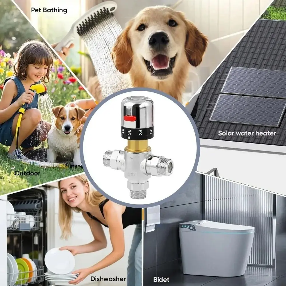 Durable Brass Mixing Valve Thermostatic Anti-rust Thermostatic Valve Adjustable Dual Water Pipe Valve Kitchen
Durable Brass Mixing Valve Thermostatic Anti-rust Thermostatic Valve Adjustable Dual Water Pipe Valve Kitchen