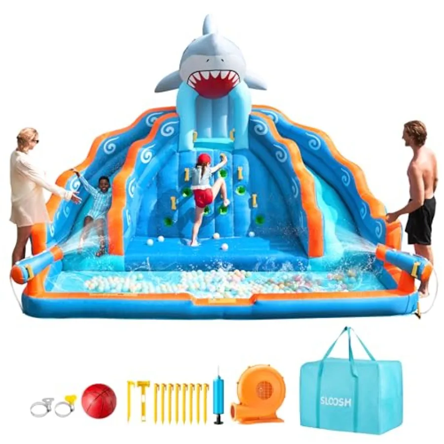 Inflatable Water Slide Park for 6 in 1 Bounce House Double Slides Bouncy Castle with 450W Blower Climbing Wall Water Cannon Spl
Inflatable Water Slide Park for 6 in 1 Bounce House Double Slides Bouncy Castle with 450W Blower Climbing Wall Water Cannon Spl