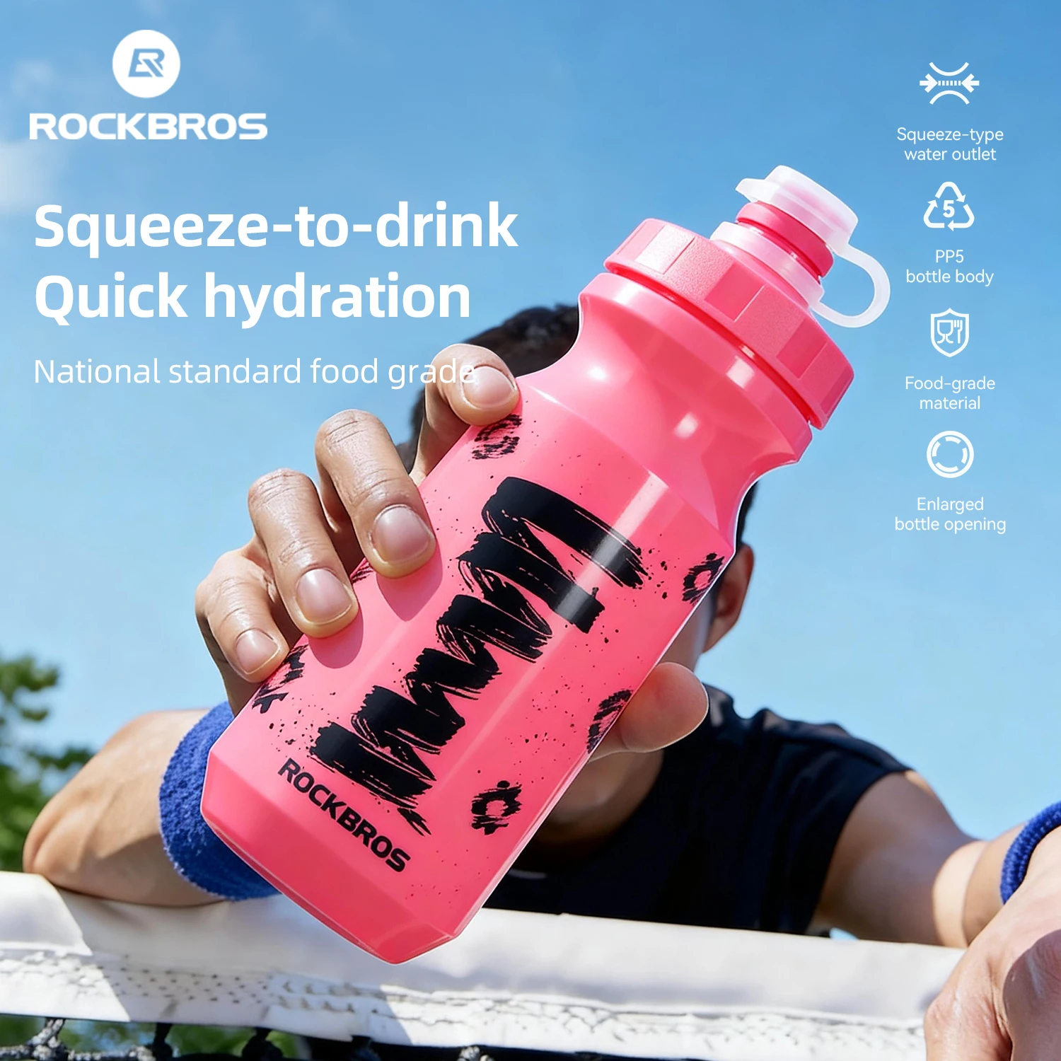 ROCKBROS Cycling Water Bottle 600ml Large Capacity Lightweight Squeeze Type Sports Bottle with Dust Cover Leakproof Water Bottle
ROCKBROS Cycling Water Bottle 600ml Large Capacity Lightweight Squeeze Type Sports Bottle with Dust Cover Leakproof Water Bottle