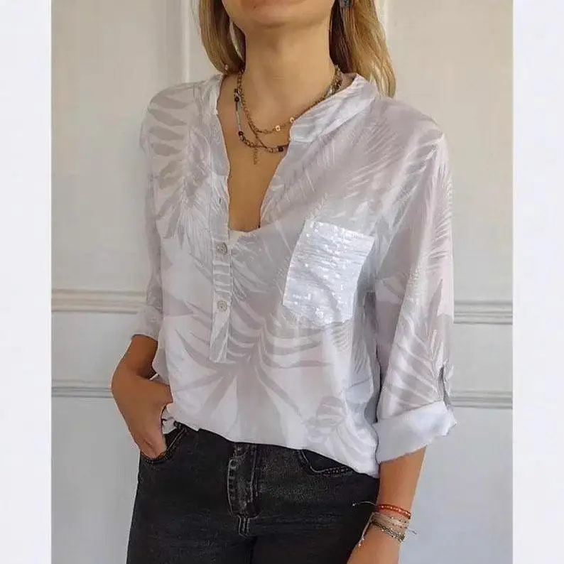 Fashionable V-Neck Printed Top for Women 2024 New Design Loose Fit Long Sleeve Polyester Gradient Pattern No Ironing Required
Fashionable V-Neck Printed Top for Women 2024 New Design Loose Fit Long Sleeve Polyester Gradient Pattern No Ironing Required