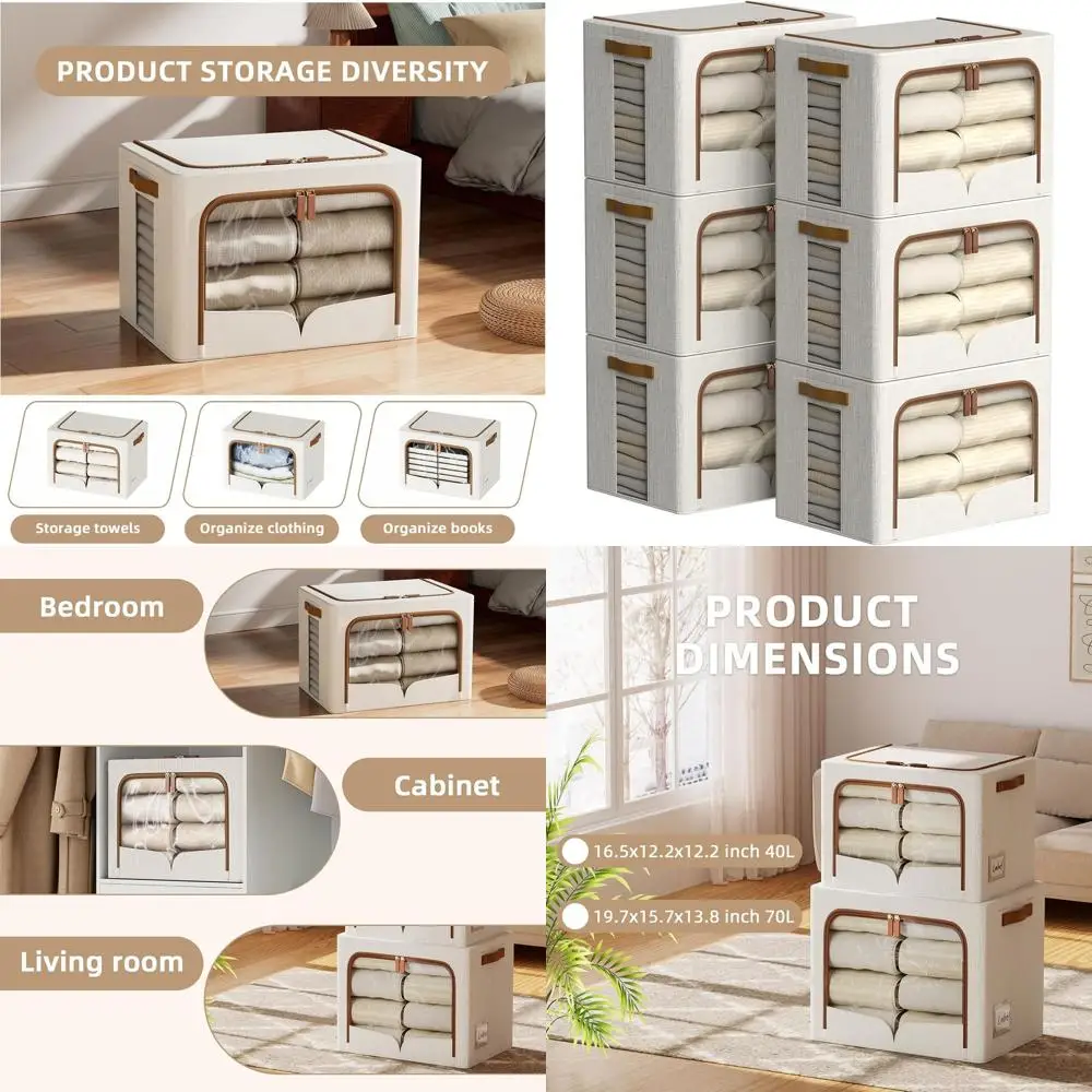 Collapsible Fabric Storage Bins with Metal Frame for Clothes - Cream White, 16.5x12.2x12.2 inch
Collapsible Fabric Storage Bins with Metal Frame for Clothes - Cream White, 16.5x12.2x12.2 inch