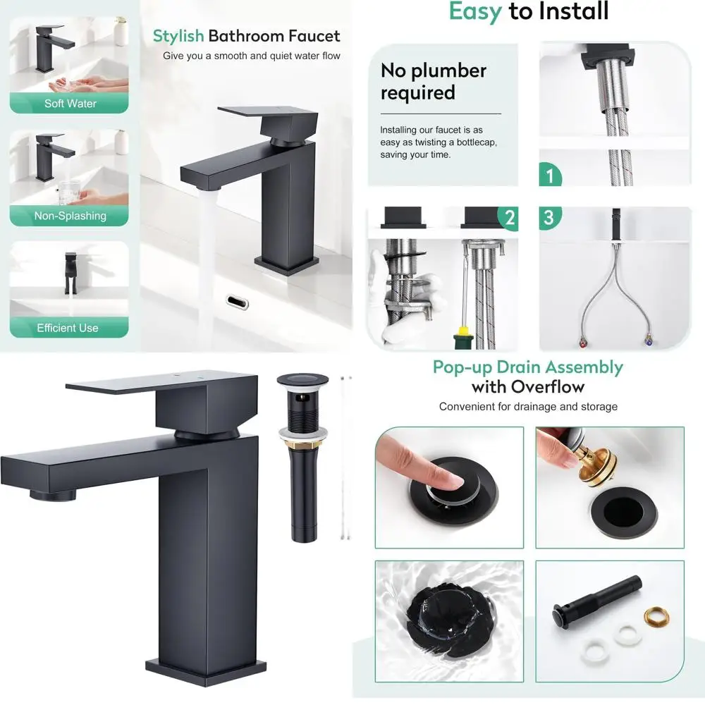 Stainless Steel 1-Hole Single Handle Bathroom Faucet with Pop-Up Drain for RV and Vanity Sinks
Stainless Steel 1-Hole Single Handle Bathroom Faucet with Pop-Up Drain for RV and Vanity Sinks