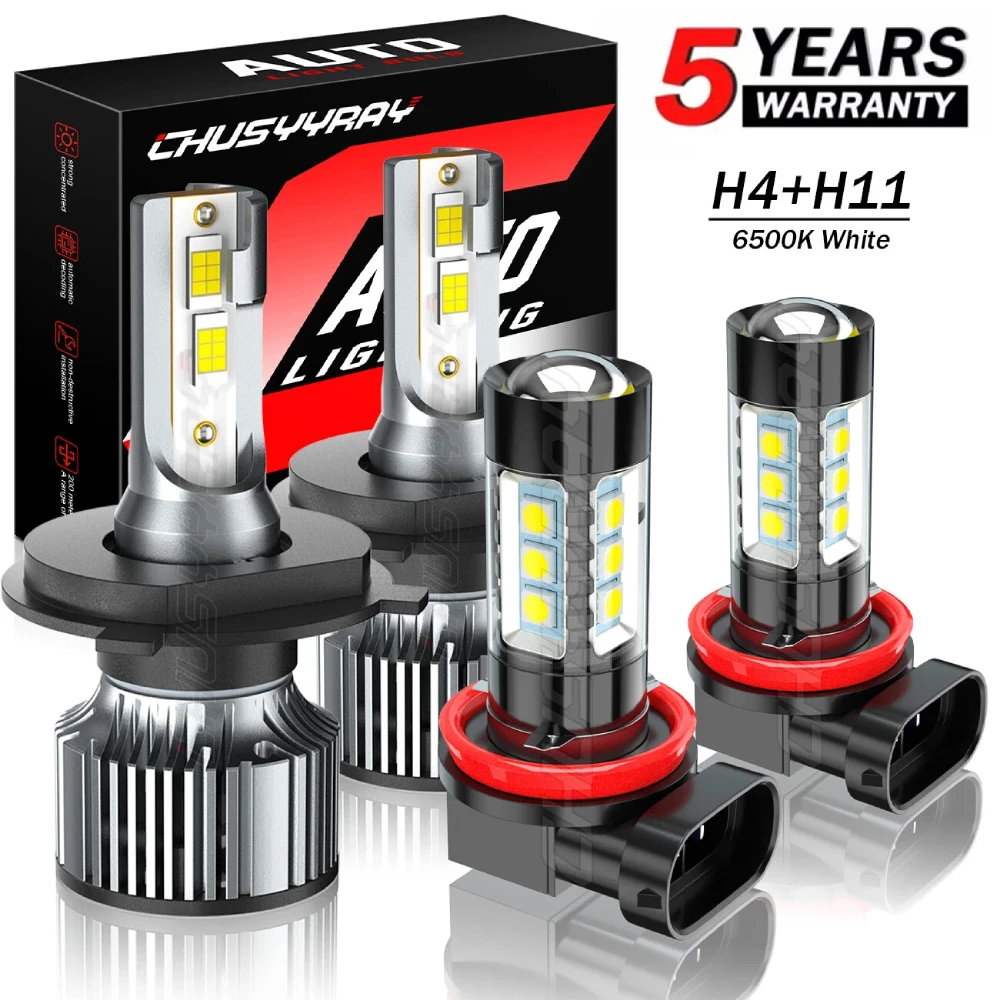 4x Canbus H4 H11 LED Headlight Hi/Lo + Fog Light Bulbs Combo 9-32V 6500K 100000LM Super Bright 1:1 Same Size Plug and play
4x Canbus H4 H11 LED Headlight Hi/Lo + Fog Light Bulbs Combo 9-32V 6500K 100000LM Super Bright 1:1 Same Size Plug and play